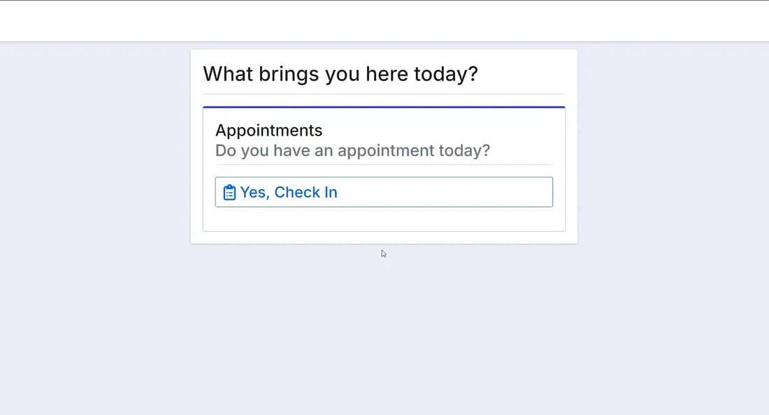 Paperless kiosk check-in with the patient's forms completed on screen