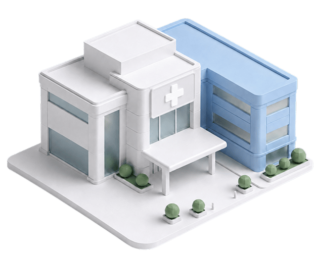 Illustration of a hospital and multi-specialty facility