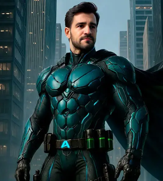 Rafael De Leon illustrated as an AbbaDox superhero