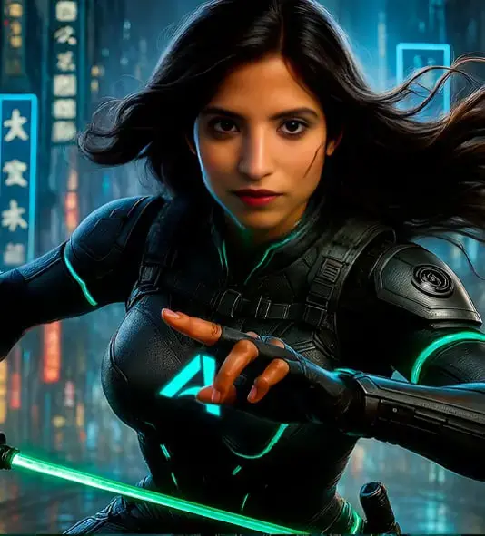 Isabella Rodriguez illustrated as an AbbaDox superhero