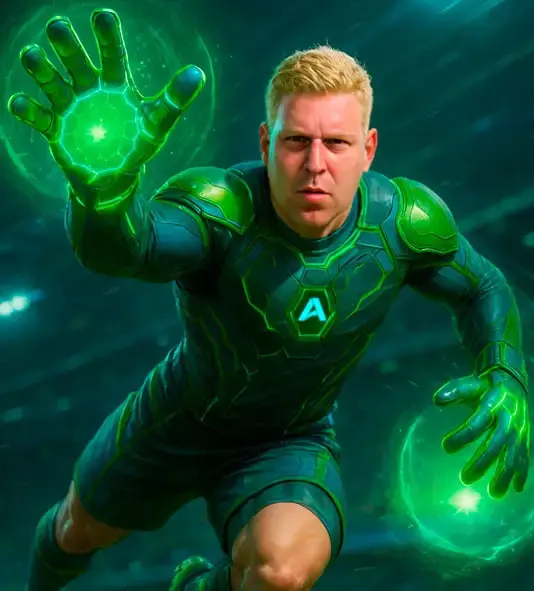 Leron Marinovsky illustrated as an AbbaDox superhero