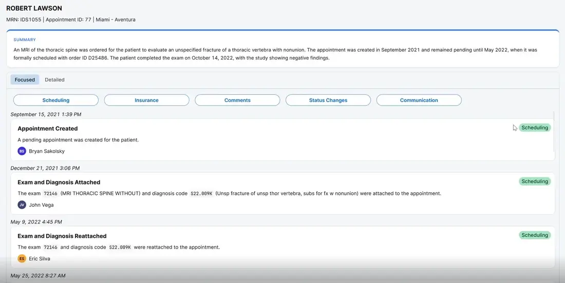Contact and task activity recorded against the record