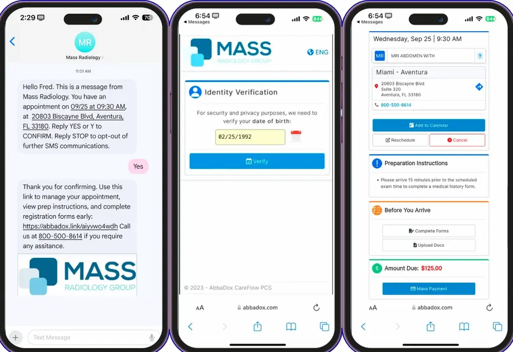 Two-way SMS with patients, from the worklist