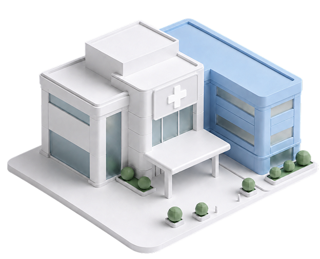 Illustration of a hospital and multi-specialty facility