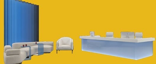 Illustration of the reception and waiting area in a hospital radiology department