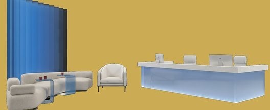 Illustration of the reception and waiting area in a hospital radiology department