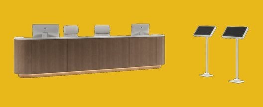 Illustration of the reception and waiting area in a solo or small-group imaging center