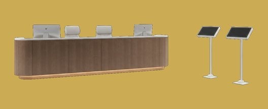 Illustration of the reception and waiting area in a solo or small-group imaging center