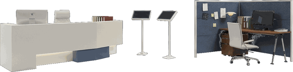 Illustration of the reception and waiting area in a multi-site enterprise imaging group