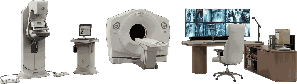 Illustration of the imaging and reading rooms in a solo or small-group imaging center