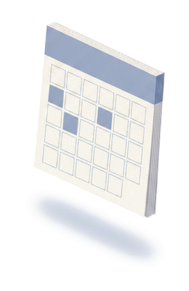 A calendar with most of its days empty