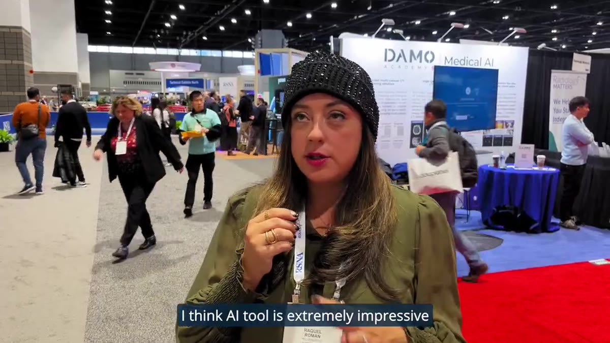 An attendee interviewed on the RSNA show floor about operational AI