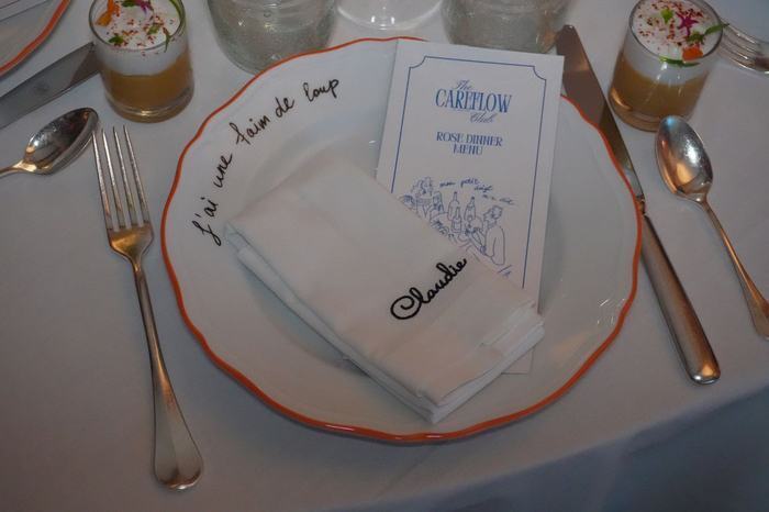 A Miami place setting with the printed CareFlow Club dinner menu