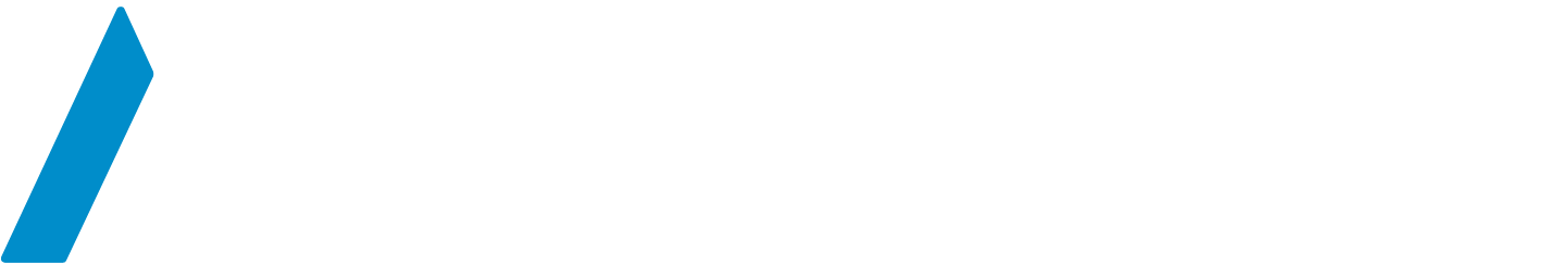 Wordmark, white with blue A