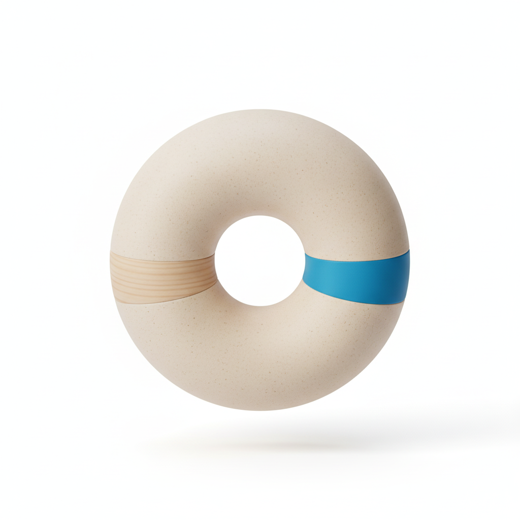 Ceramic blocks locked into one connected structure with a blue joint