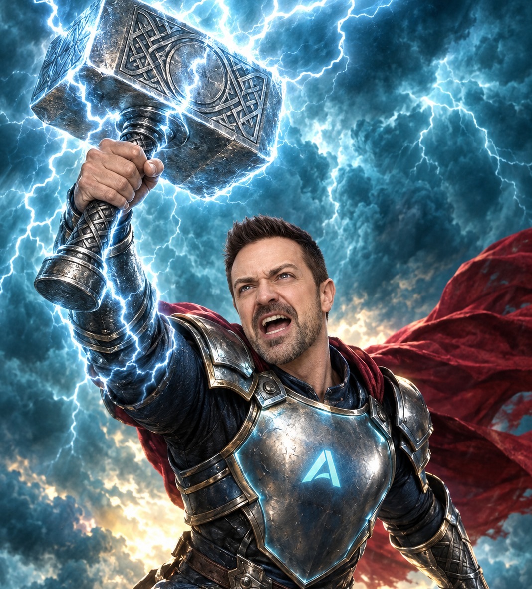 Pierre-Antoine Tricen illustrated as an AbbaDox superhero